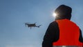 Drone pilot, UAV , Multirotor, Photography, Helicopter , Drone, Unmanned copter flight, pilot flying drone, Drone flying in the