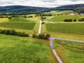 Drone pitchfork on the road along vineyards in virginia Royalty Free Stock Photo