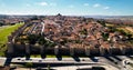 Drone point of view Avila cityscape rooftops. Spain Royalty Free Stock Photo