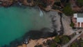 Drone point of view Cala Del Mago in Mallorca. Spain