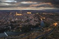 Aerial drone point of view historical city of Toledo. Spain Royalty Free Stock Photo