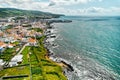 Drone point of view of Ribeira Grande townscape. Azores