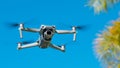 Drone. Professional drone with 5K camera for take a video, photo, film, movie footage. Aerial photography. Quadcopter or Quadrotor Royalty Free Stock Photo