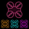 drone propellers color neon set. Simple thin line, outline vector of drones icons for ui and ux, website or mobile application Royalty Free Stock Photo