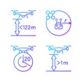 Drone proper control gradient linear vector manual label icons set