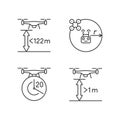 Drone proper control linear manual label icons set