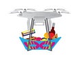Drone with Purim Jewish holiday treats basket