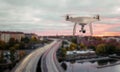 Drone quad copter recorded traffic in the metropolitan area