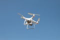 Drone quadcopter hover on sky background,drone camera,in farm Royalty Free Stock Photo