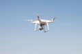 Drone quadcopter hover on sky background,drone camera,in farm Royalty Free Stock Photo