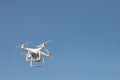 Drone quadcopter hover on sky background,drone camera,in farm Royalty Free Stock Photo