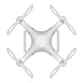 Drone, quadcopter top view. Isolated on a white background. Modern automatic drone. Aero photography. Unmanned aerial vehicle.