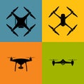 Drone quadro copter icon vector symbol Royalty Free Stock Photo