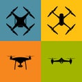 Drone quadro copter icon vector symbol Royalty Free Stock Photo