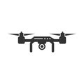 Drone quadrocopter icon in flat style. Quadcopter camera vector illustration on white isolated background. Helicopter flight