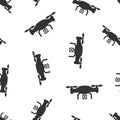 Drone quadrocopter icon seamless pattern background. Quadcopter camera vector illustration on white isolated background.