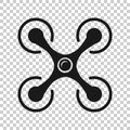 Drone quadrocopter icon in transparent style. Quadcopter camera vector illustration on isolated background. Helicopter flight