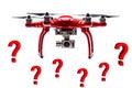 Drone question and unmanned aerial vehicle, question mark