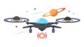 Drone with Red Planet, Martian Exploration, vector design Generative AI Royalty Free Stock Photo