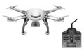 Drone with remote control. Front-to-top view. Royalty Free Stock Photo