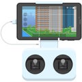 Drone remote control via smartphone vector on white