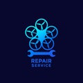 Drone repair service icon, vector