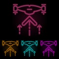 drone rises color neon set. Simple thin line, outline vector of drones icons for ui and ux, website or mobile application