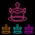 drone rises color neon set. Simple thin line, outline vector of drones icons for ui and ux, website or mobile application