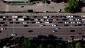 Drone`s Eye View - Top down view of urban traffic jam