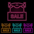 Drone for sale color neon set. Simple thin line, outline vector of drones icons for ui and ux, website or mobile application Royalty Free Stock Photo