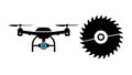 Drone and Saw Blade, Remote Cutting Tools, vector design Generative AI Royalty Free Stock Photo