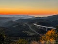 DRONE: Scenic aerial view of a viaduct near Slovenian seaside on a fall morning.