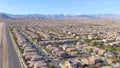 DRONE: Scenic shot of Las Vegas suburbs sprawling across the Mojave desert