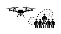 Drone Service for People. Aerial support, public interaction, future technology, vector design Generative AI Royalty Free Stock Photo
