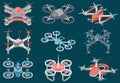 Drone Sets, Helicopters and Propellers Models Set Royalty Free Stock Photo