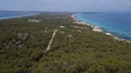 Drone shot ofel mirador in the island of formentera  baleares, spain Royalty Free Stock Photo