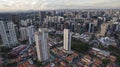 Drone shooting in a big city in the world, the Itaim Bibi neighborhood, the city of Sao Paulo