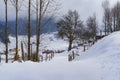 aerial snowy mountains