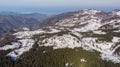 aerial snowy mountains