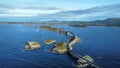 Drone shot of the Atlantic Road, Norway(Atlanterhavsveien) Royalty Free Stock Photo