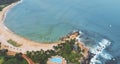 DRONE SHOT BAY BEACH PALMS Royalty Free Stock Photo