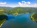 Drone shot of Bovan lake near Sokobanja from above