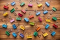 Drone Shot Captures Organized Foldback Clips A Creative Workspace Showcase of Versatility for Office and DIY Projects Royalty Free Stock Photo
