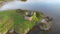 A drone shot of Castle Tioram,Scotland,UK