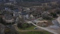 Aerial View of the ruins from the destroyed town Janovas, Spanish Pyrenees