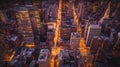 Drone Shot of Downtown Metro New York at Night