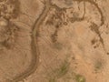 Drone shot of drying river during long term drought