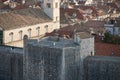 Drone shot of the Fort Puncjela along the city walls of the old town of Dubrovnik, Croatia Royalty Free Stock Photo