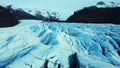 Drone shot of icy glacier blocks