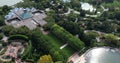 Drone Shot of Lenhardt Library Buildings in Chicago Botanical Garden, Glencoe IL